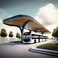 Design a bus station with a modern and environmentally friendly design