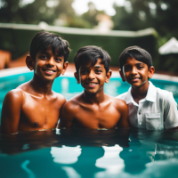 Indian boys in pool