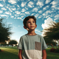 A boy looking at the sky