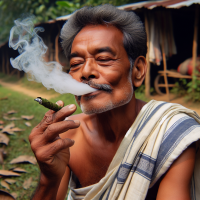 smoking Assamese man