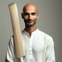 gandhi holding cricket bat