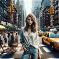 Realistic Girl in the New York