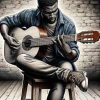 Drawing of a guitarist