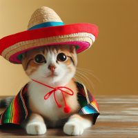 un gato con sombrero mexicano 