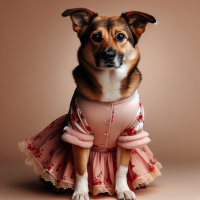 Un perro con vestido